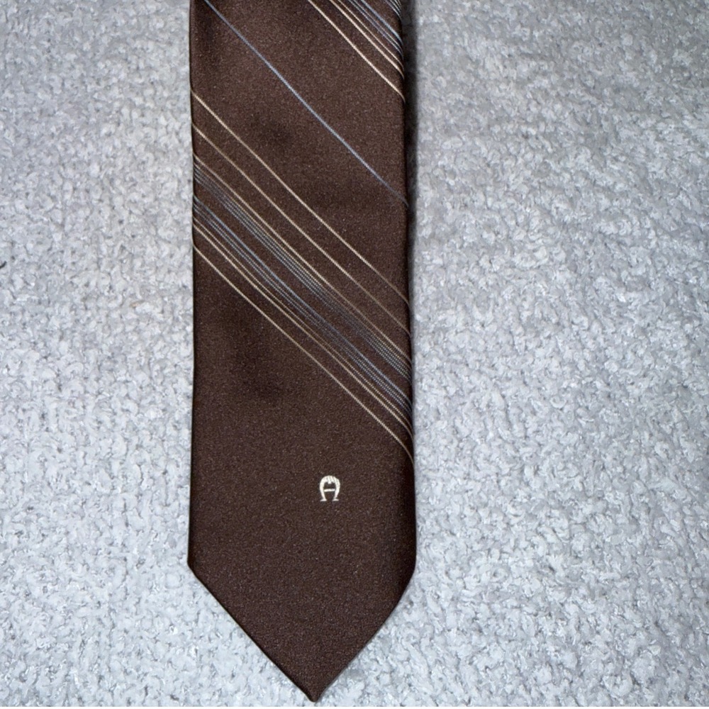 Etienne Aigner Brown Striped Necktie Menswear‎ Business Casual